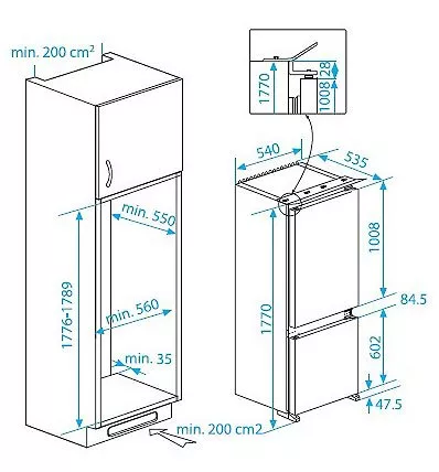 Встраиваемый холодильник BEKO CBI 7771 фото-2