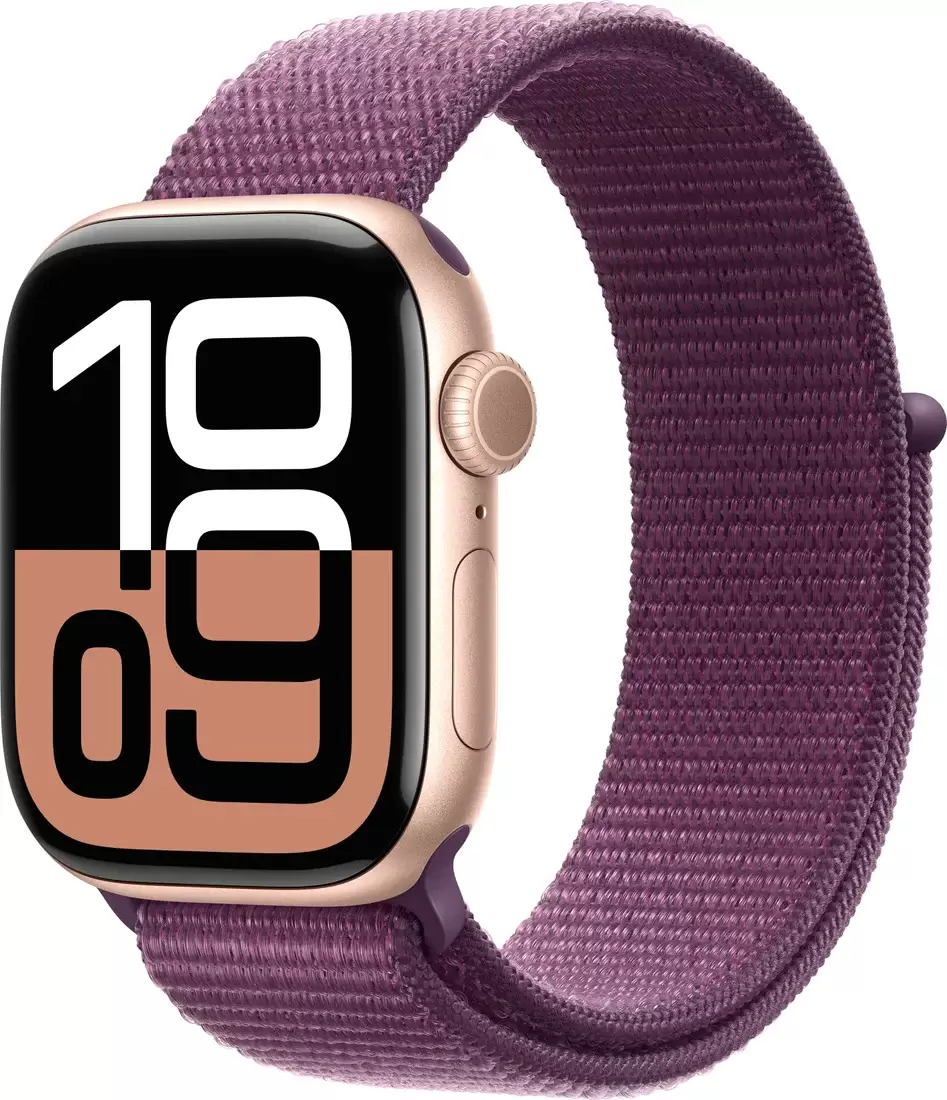 Умные часы Apple Watch Series 10 42 мм (алюминиевый корпус, розовое золото/сливовый, нейлоновый ремешок) - фото1 Умные часы Apple Watch Series 10 42 мм (алюминиевый корпус, розовое золото/сливовый, нейлоновый ремешок) - фото1