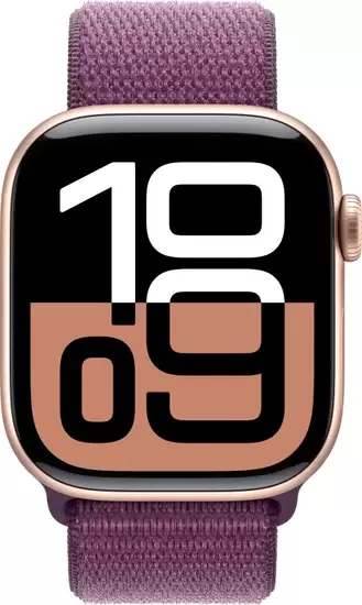 Умные часы Apple Watch Series 10 42 мм (алюминиевый корпус, розовое золото/сливовый, нейлоновый ремешок) - фото2 Умные часы Apple Watch Series 10 42 мм (алюминиевый корпус, розовое золото/сливовый, нейлоновый ремешок) - фото2